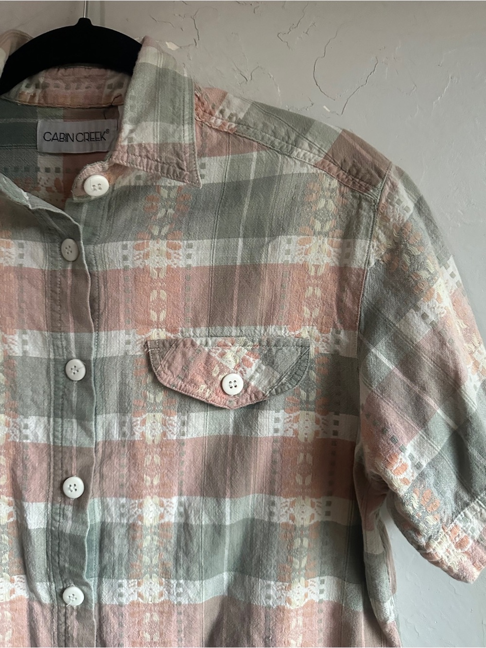 Cabin Creek Plaid Cotton Shirt Prairie Cabincore Granola Heritage Western M - Picture 5 of 10